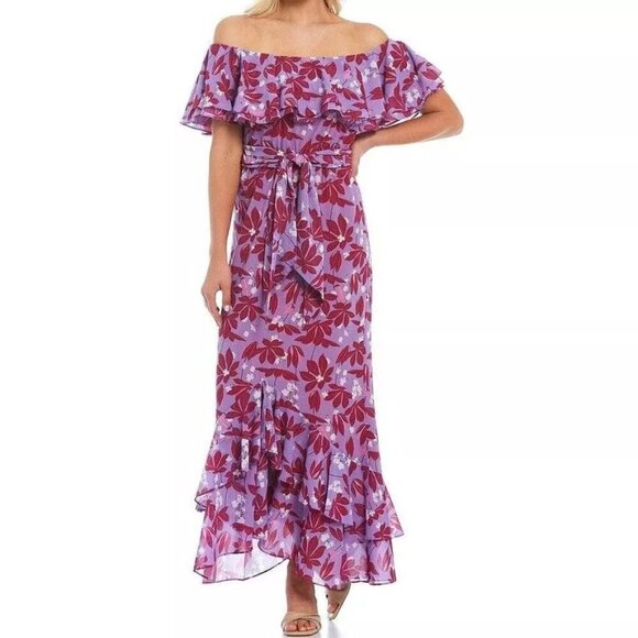 NWT Sachin & Babi x Dillard's Elizabeth Floral Chiffon Ruffle Maxi Dress Sz 2 - Picture 1 of 9